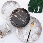 4PCS European Marble Ceramic Plates – 8 Inch Glazed Tableware Set - Image 3