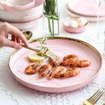 3PCS Pink Marble Ceramic Dinnerware Set – Plates and Bowl with Gold Rim - Image 2
