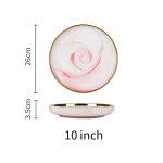 3PCS Pink Marble Ceramic Dinnerware Set – Plates and Bowl with Gold Rim - Image 5