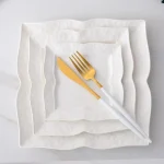 3 Pcs Plain White Porcelain Kitchen Plates Sets, Ceramic