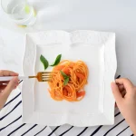 3 Pcs Plain White Porcelain Kitchen Plates Sets, Ceramic - Image 2