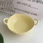 Yellow Ceramic Bowl with Handles – 500ml Deep Soup Bowl