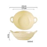 Yellow Ceramic Bowl with Handles – 500ml Deep Soup Bowl - Image 2