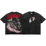 Alucard Hellsing Bird of Hermes Oversized Washed Tee – Vintage Anime Graphic T-Shirt, Retro Manga Streetwear Shirt for Anime Fans