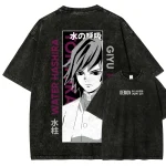 Giyu Tomioka Water Hashira Anime Washed T-Shirt Demon Slayer Vintage Tee