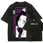 Shinobu Kocho Insect Hashira Anime Washed T-Shirt Demon Slayer Vintage Tee