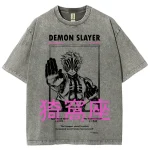 Akaza Upper Rank Three Demon Slayer Anime Washed T-Shirt Vintage Graphic Tee
