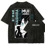 Muichiro Tokito Mist Hashira Demon Slayer Anime Washed T-Shirt Vintage Kimetsu No Yaiba Tee