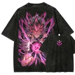 Anime Power Warrior Washed T-Shirt – Saiyan Style Energy Blast Vintage Graphic Tee
