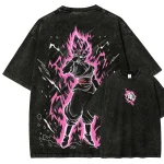 Japanese Anime Warrior Washed T-Shirt – Manga Power Aura Graphic Tee