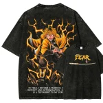 Zenitsu Demon Slayer Vintage Washed T-Shirt Thunder Breathing Anime Graphic Tee