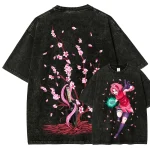Naruto Sakura Anime Vintage Washed T-Shirt Cherry Blossom Anime Graphic Tee