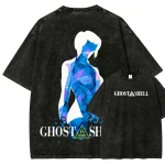 Ghost In The Shell Anime Vintage Washed T-Shirt, Cyberpunk Anime Graphic Tee
