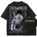 Cyberpunk Anime Vintage Washed T-Shirt, Ghost In The Shell Style Anime Graphic Tee