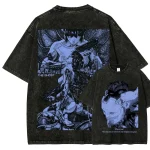 Ghost In The Shell Anime Vintage Washed T-Shirt, Motoko Kusanagi Cyberpunk Graphic Tee