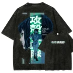 Ghost In The Shell Anime Vintage Washed T-Shirt, Motoko Kusanagi Cyberpunk Graphic Tee (Copy)