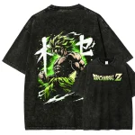 Dragon Ball Z Anime Washed T-Shirt – Green Aura Saiyan Power Graphic Tee