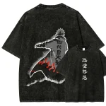 Naruto Fourth Hokage Anime Vintage Washed T-Shirt Minato Ninja Graphic Tee