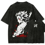 Tanjiro Demon Slayer Anime Washed Shirt Kimetsu No Yaiba Dragon Ball Style Tee