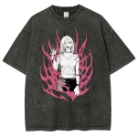 Power Chainsaw Man Vintage Washed Tee Pink Graphic Anime Shirt