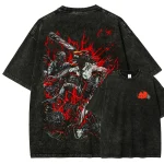 Denji Chainsaw Man Graphic Anime Washed Oversized T-Shirt – Unisex Fit Vintage Anime Shirt, 90s Anime Graphic Tee