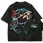 Muichiro Tokito Demon Slayer Anime Washed T-Shirt Mist Hashira Kimetsu No Yaiba Vintage Tee