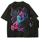 Shinobu Kocho Poison Butterfly Demon Slayer Anime Washed T-Shirt Vintage Kimetsu No Yaiba Tee
