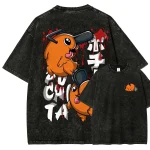 Pochita Best Boy Acid Wash Tee Premium Anime Vintage Style