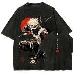 Naruto Kakashi Hatake Anime Vintage Washed T-Shirt Japanese Ninja Graphic Tee