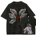Kokushibo Six Eyes Demon Slayer Anime Washed T-Shirt Kimetsu No Yaiba Vintage Tee