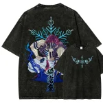 Akaza Demon Slayer Anime Vintage Washed T-Shirt Upper Moon Three Anime Shirt