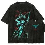 Alastor Hazbin Hotel Vintage Washed T-Shirt, Radio Demon Anime Cartoon Graphic Tee