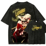 We're Both Losers Baby Hazbin Hotel Anime Vintage Washed T-Shirt, Angel Dust Husk Cartoon Tee