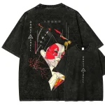 Ghost In The Shell Anime Vintage Washed T-Shirt, Cyberpunk Japanese Graphic Tee