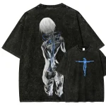 Cyberpunk Anime Vintage Washed T-Shirt, Futuristic Android Anime Graphic Tee