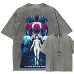 Ghost In The Shell Anime Vintage Washed T-Shirt, Cyberpunk Anime Graphic Tee