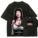 Anime Waifu Vintage Washed T-Shirt Anime Girl Streetwear Graphic Tee