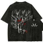 Anime Villain Energy Washed T-Shirt – Dark Saiyan Style Vintage Graphic Tee