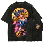Yu-Gi-Oh Dark Magician Girl Washed Anime T-Shirt – Streetwear Manga Tee, Oversized Anime T-Shirt
