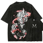 Saiyan Anime Warrior Washed T-Shirt – Vintage Anime Fighter Graphic Tee