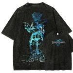 Sora Kingdom Hearts Anime T-Shirt, Gamer Streetwear Vintage Washed Tee