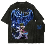 Yu-Gi-Oh Seto Kaiba Blue Eyes White Dragon Anime Vintage Washed T-Shirt