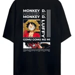 Sevbano Monkey D. Luffy One Piece Anime Printed Unisex Oversized Vintage Washed T-Shirt
