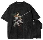 Attack On Titan IV Anime Acid Wash T-Shirt – Vintage Graphic Streetwear Tee