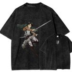 Attack On Titan IV Anime Acid Wash T-Shirt – Vintage Graphic Streetwear Tee