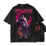 Kokushibo Demon Slayer Vintage Washed T-Shirt, Upper Moon One Anime Graphic Tee