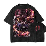 Demon Slayer Kokushibo Washed T-Shirt, Upper Moon One Anime Villain Graphic Tee