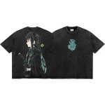 Muichiro Tokito Demon Slayer Vintage Washed T-Shirt - Anime Heavyweight Oversized Cotton Tee, Japanese Streetwear Manga Shirt