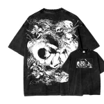 Eren Yeager Mikasa Ackerman Attack On Titan Washed T-Shirt – Dark Fantasy Anime Graphic Tee