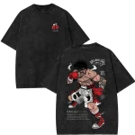 Ippo Makunouchi Vintage Washed T-Shirt – Anime Boxing Graphic Streetwear Tee